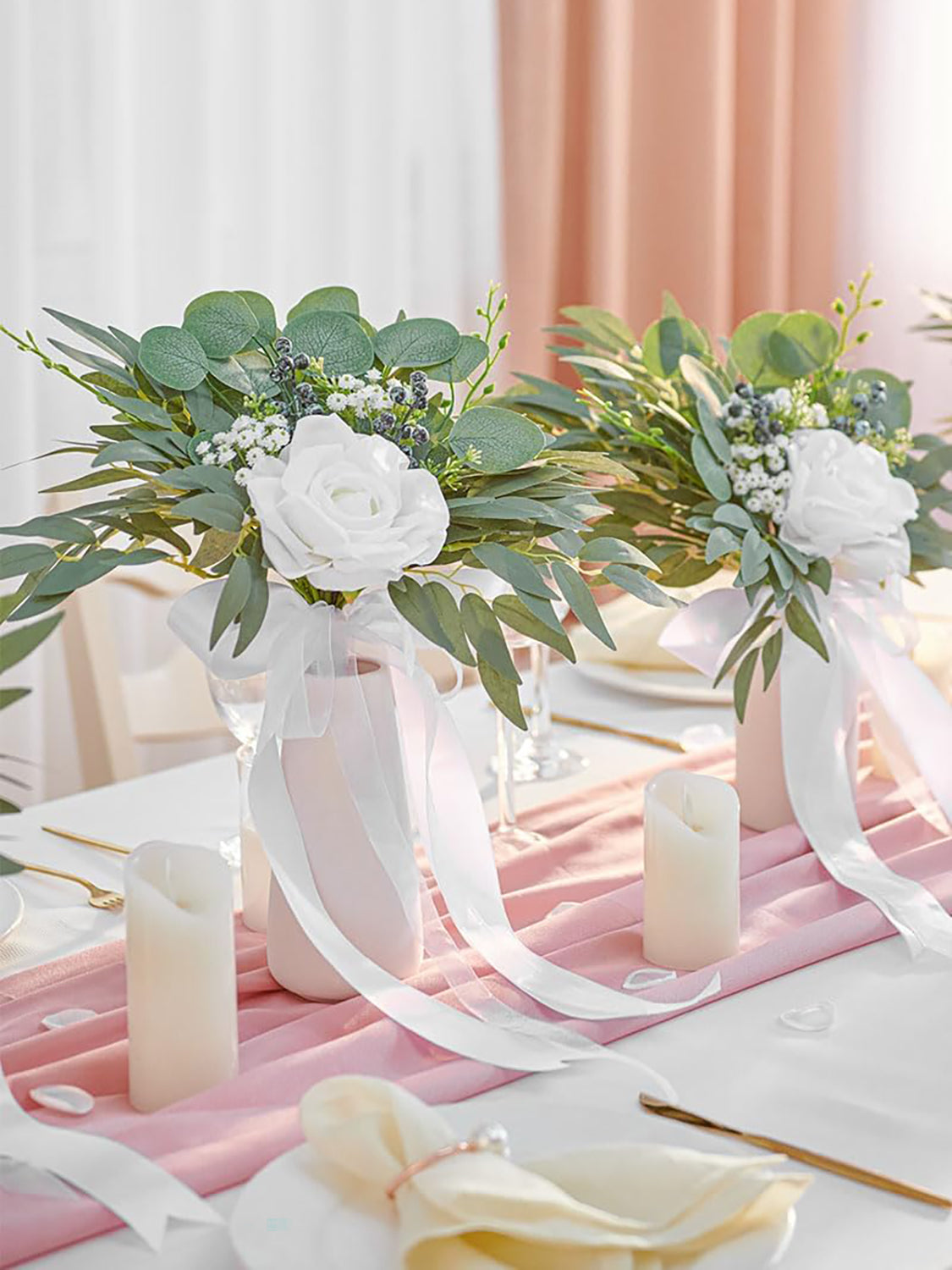 Forest White 7 Inch Wedding Bouquets for Bridesmaids