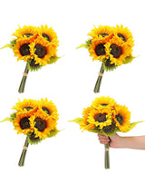 Yellow Sunflower Artificial Wedding Flower Bridesmaids Bouquets Set of 4