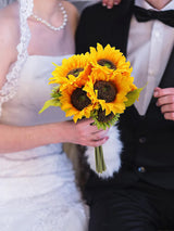 Yellow Sunflower Artificial Wedding Flower Bridesmaids Bouquets Set of 4