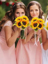 Yellow Sunflower Artificial Wedding Flower Bridesmaids Bouquets Set of 4