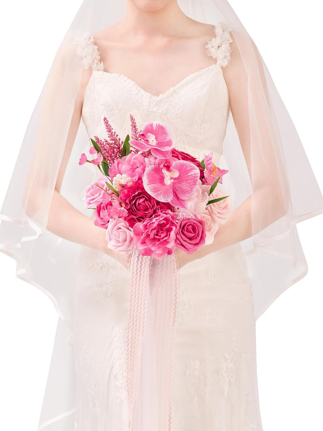Hot Pink Weddin Artificial Bridal Bouquet 9 Inch