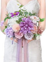 Violet & Misty Rose Artificial 9 Inch Bridal Bouquet