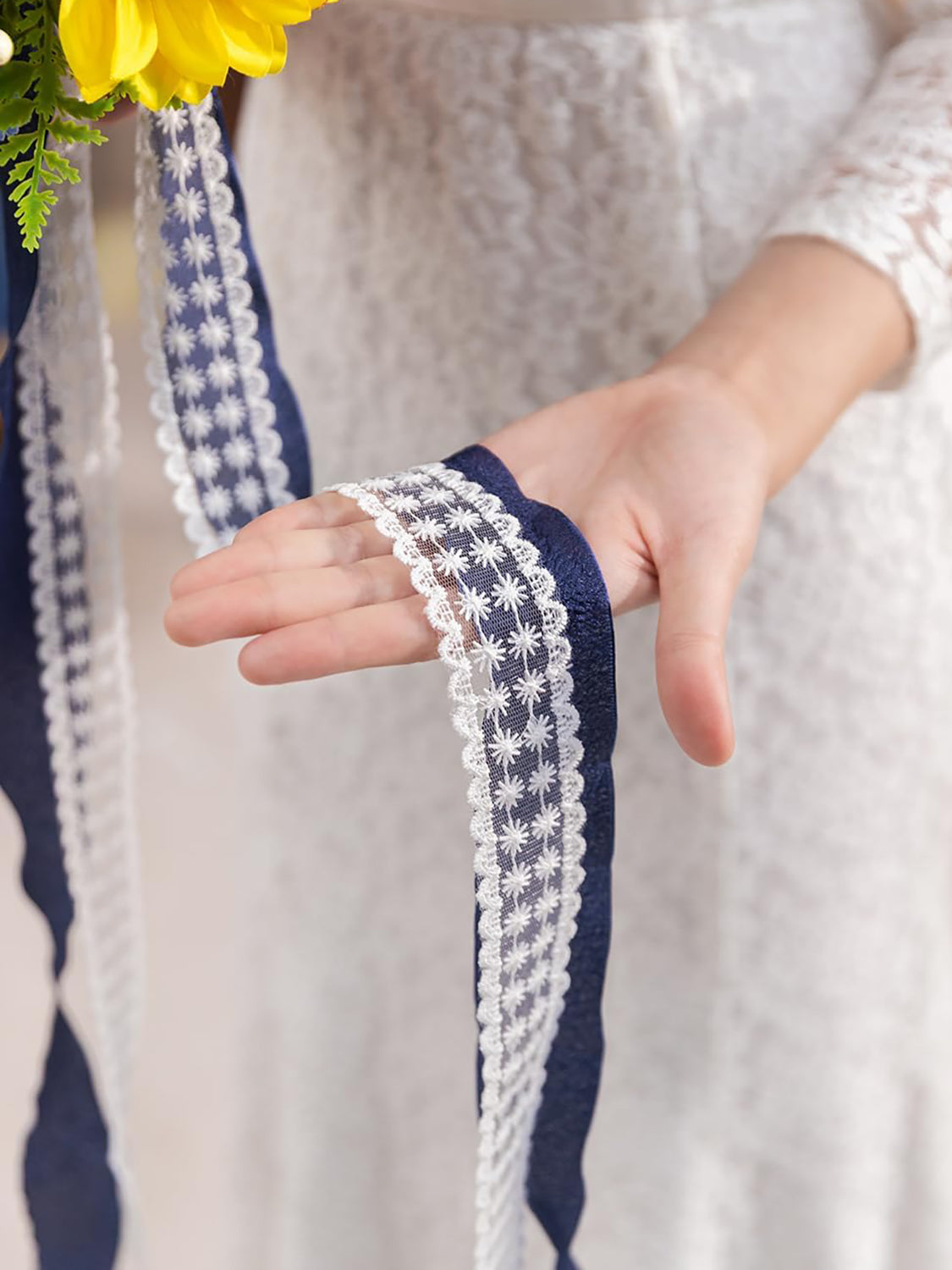 Sunflower&Royal Blue Artificial 9 Inch Bridal Bouquet