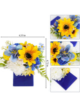 Sunflower & Royal Blue Boutonniere for Men Wedding Single