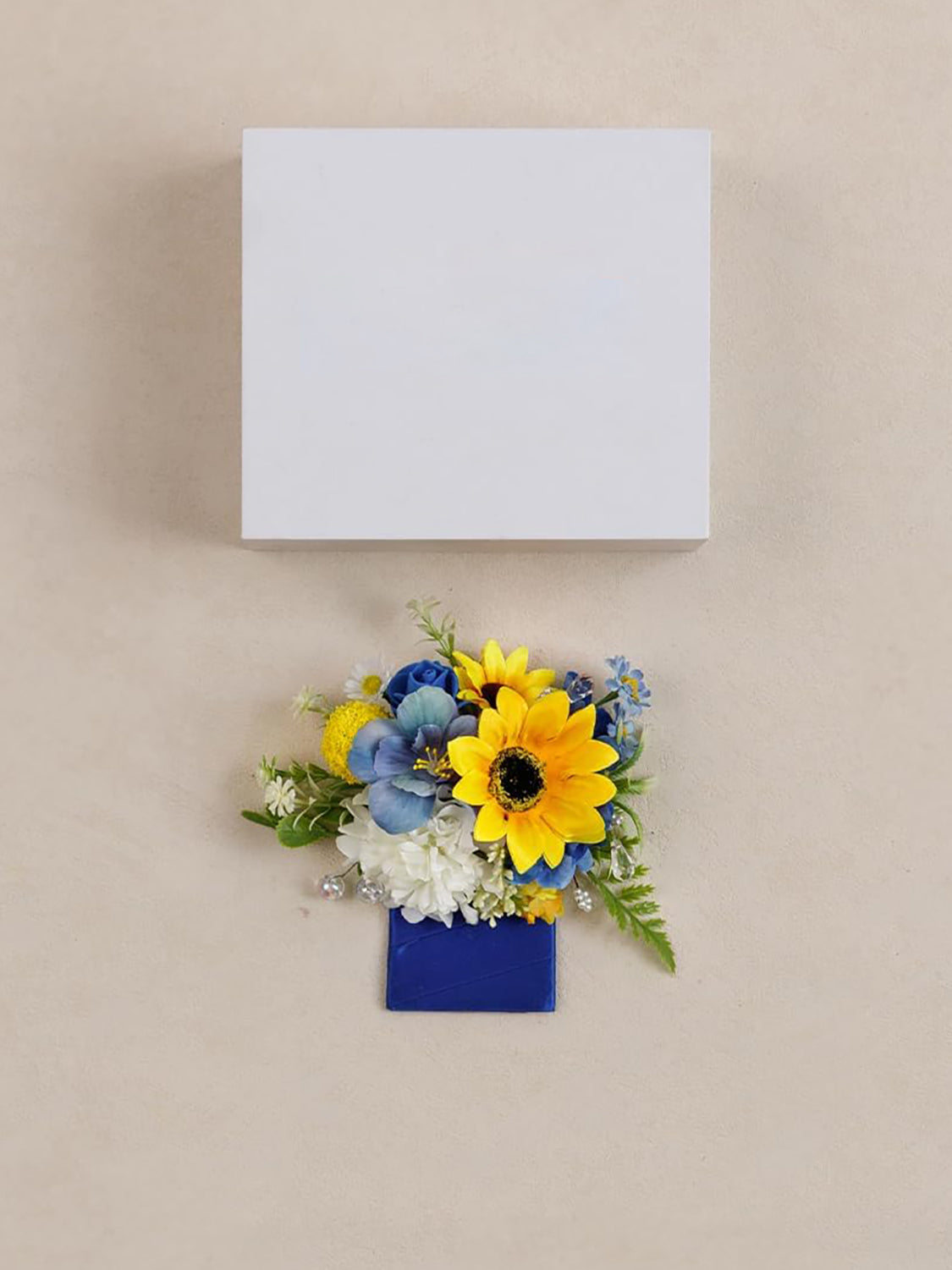 Sunflower & Royal Blue Boutonniere for Men Wedding Single