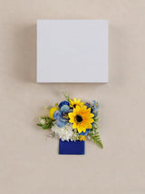 Sunflower & Royal Blue Boutonniere for Men Wedding Single