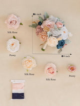 Dusty Rose & Navy Blue 9 Inch Artificial Bridal Bouquet