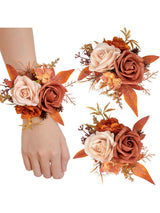 Maple Red Set of 2 Wrist Corsage Pearl Wristlet Band Bridesmaid Bracelet