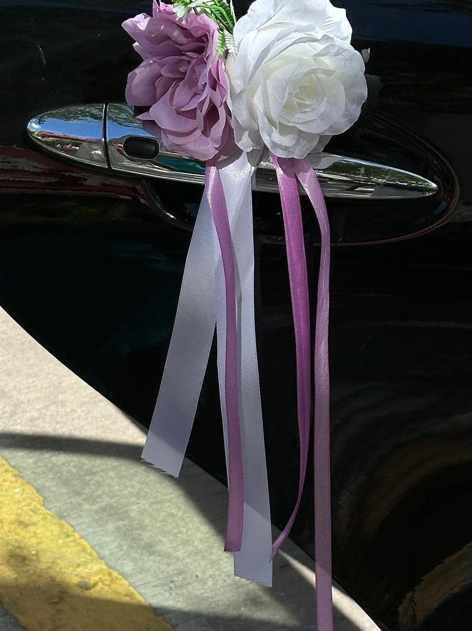 Purple Rose And Peony Flowers For Wedding Car Door Handle 12cm Set 4