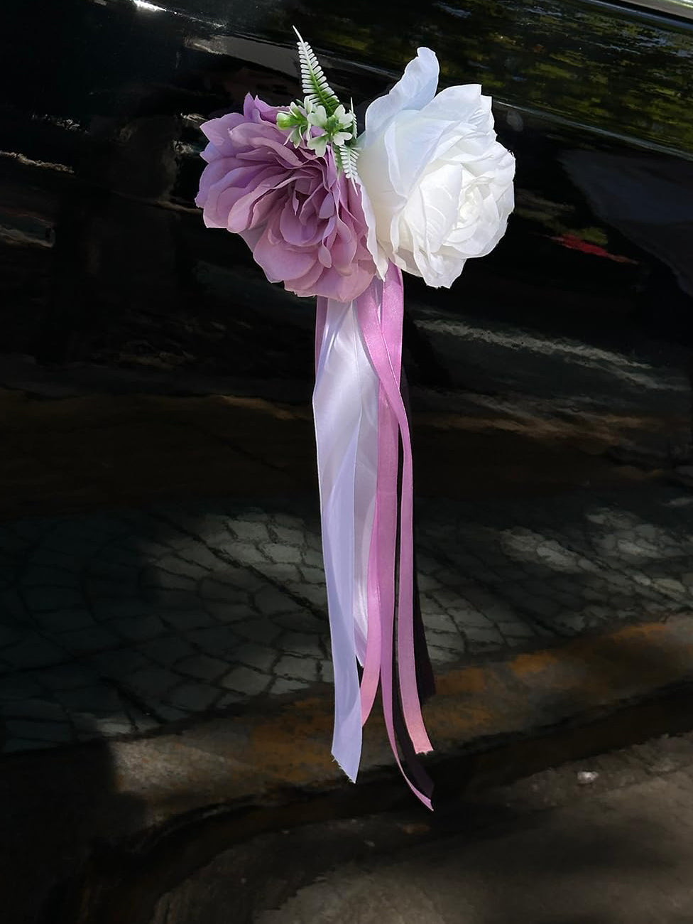 Purple Rose And Peony Flowers For Wedding Car Door Handle 12cm Set 4
