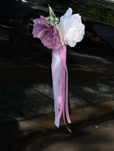 Purple Rose And Peony Flowers For Wedding Car Door Handle 12 Cm Set 4