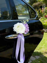 Purple Rose And Peony Flowers For Wedding Car Door Handle 12 Cm Set 4