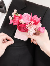 Hot Pink Groom Boutonniere for Men Wedding