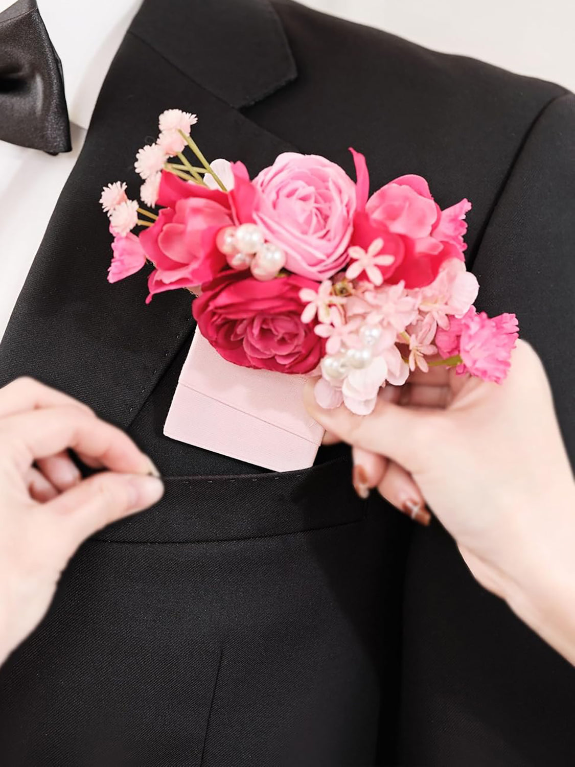 Hot Pink Groom Boutonniere for Men Wedding