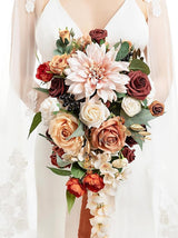 Chic Terracotta Bride Bouquets for Wedding Artificial Flowers 13 Inch