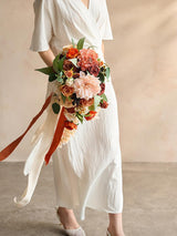 Chic Terracotta Bride Bouquets for Wedding Artificial Flowers 13 Inch
