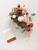 Chic Terracotta Bride Bouquets for Wedding Artificial Flowers 13 Inch