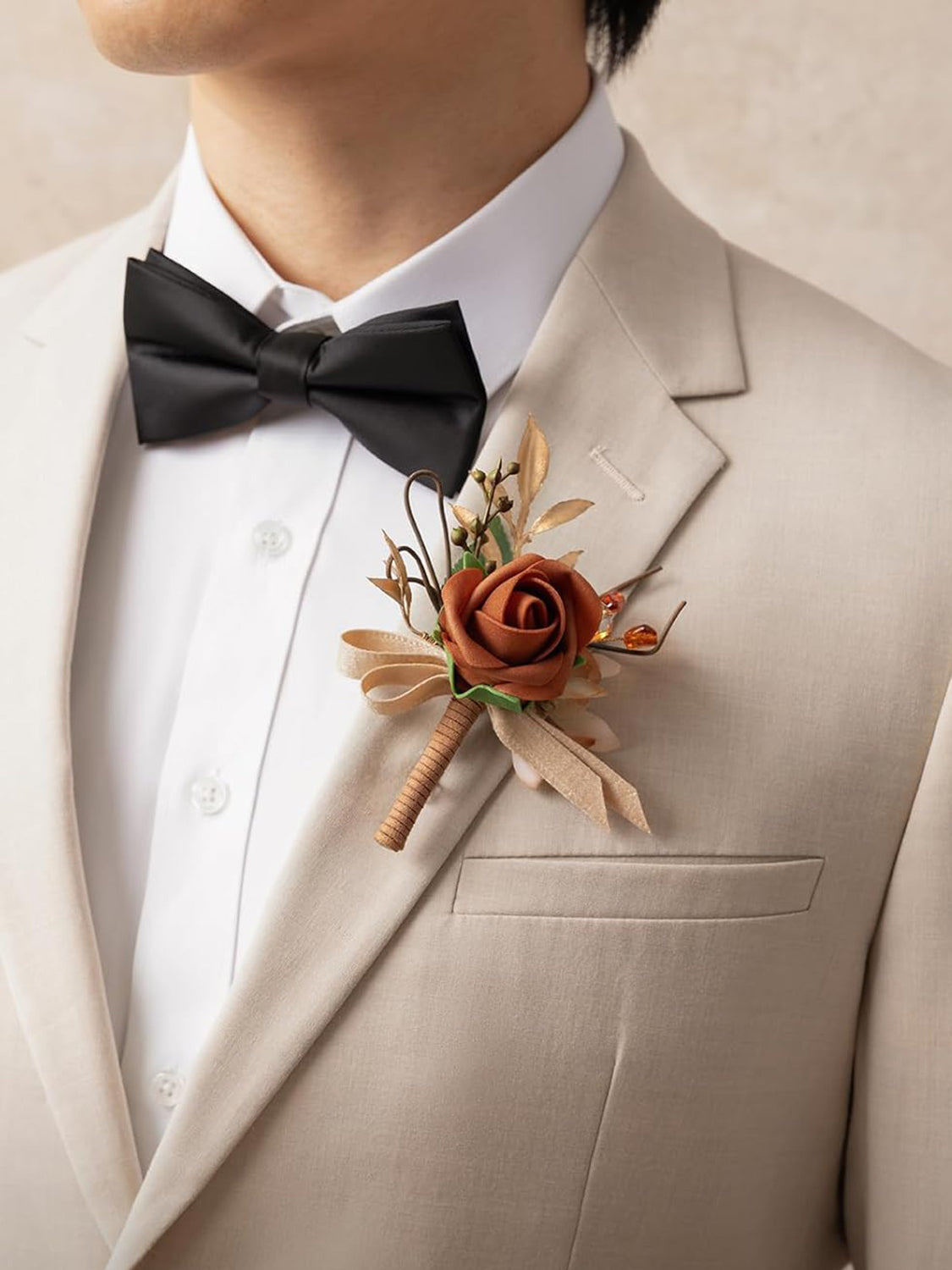 Terracotta Orange 6pcs Groom Groomsmen Boutonniere