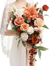 Sunset Terracotta Bride Bouquets for Wedding Artificial Flowers 13 Inch