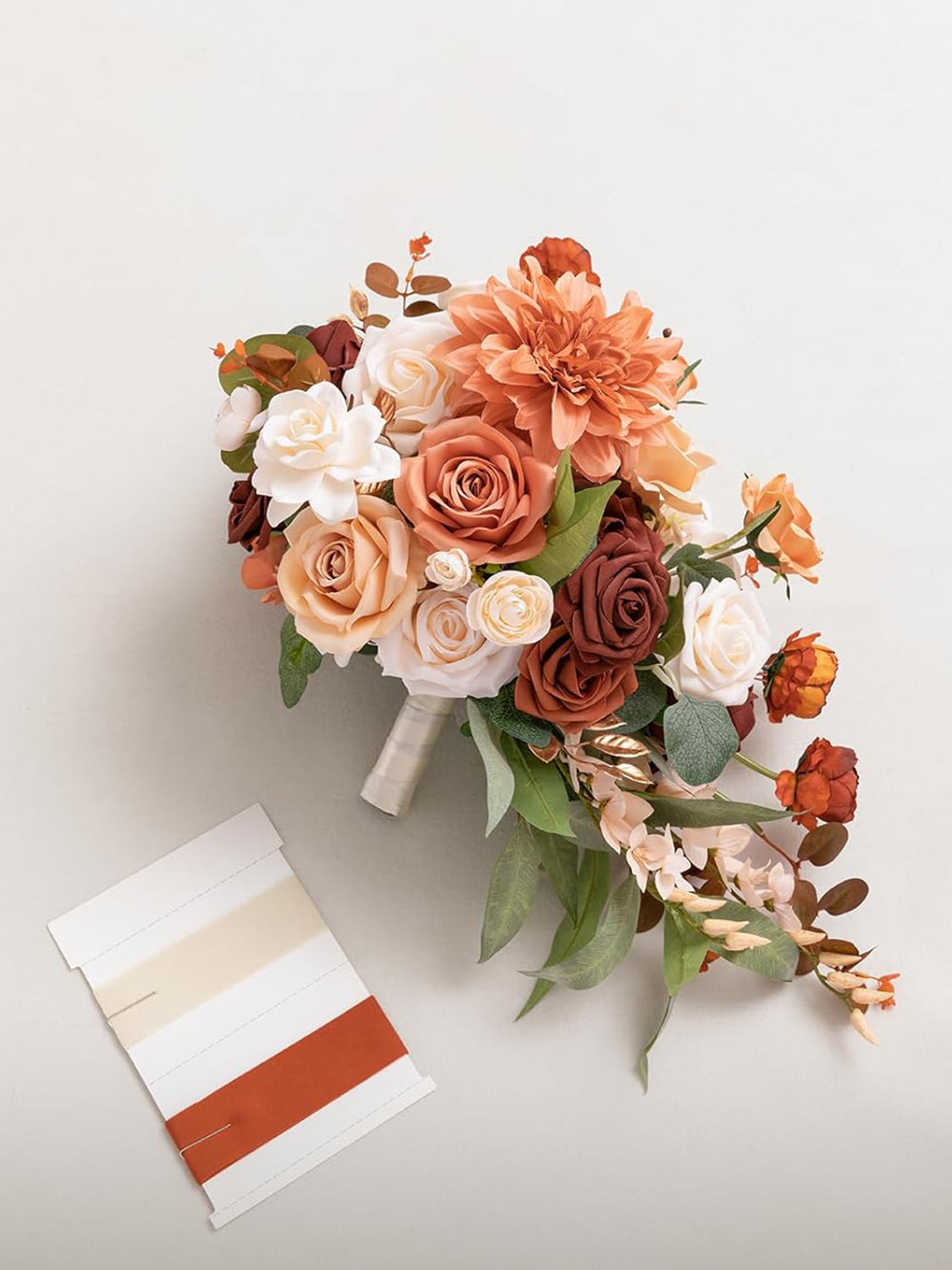 Sunset Terracotta Bride Bouquets for Wedding Artificial Flowers 13 Inch