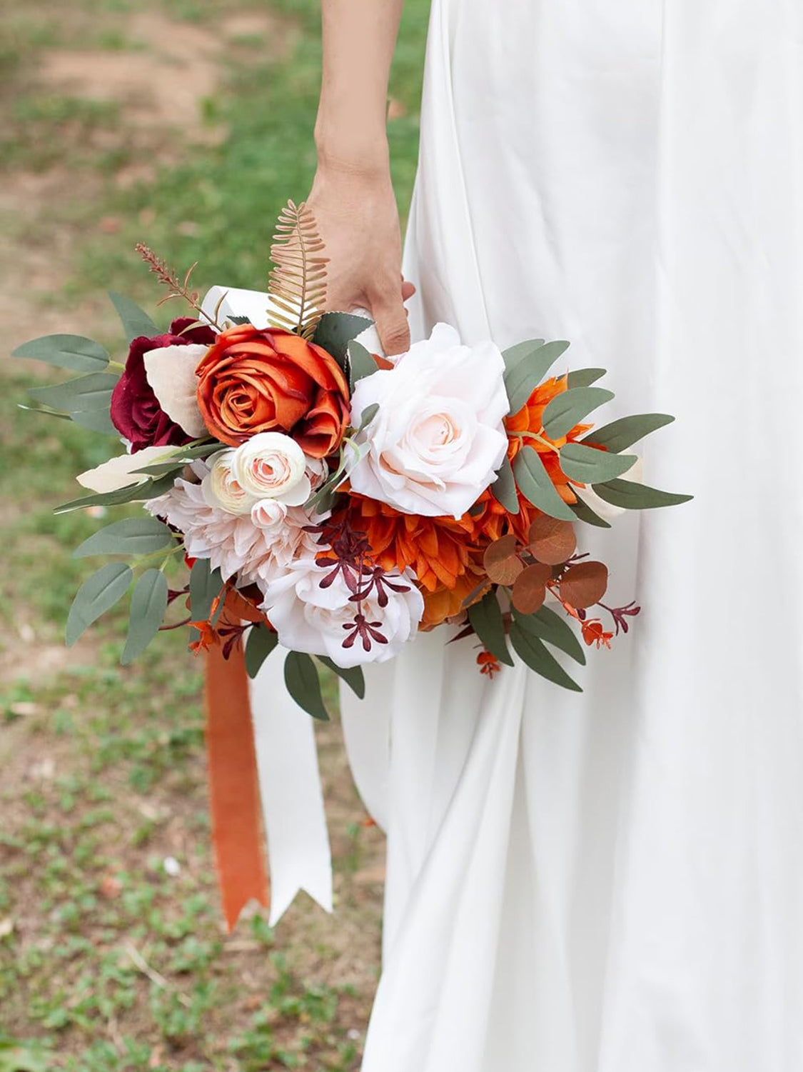 Terracotta 10 Inch Wedding Bouquets for Bride Artificial Roses