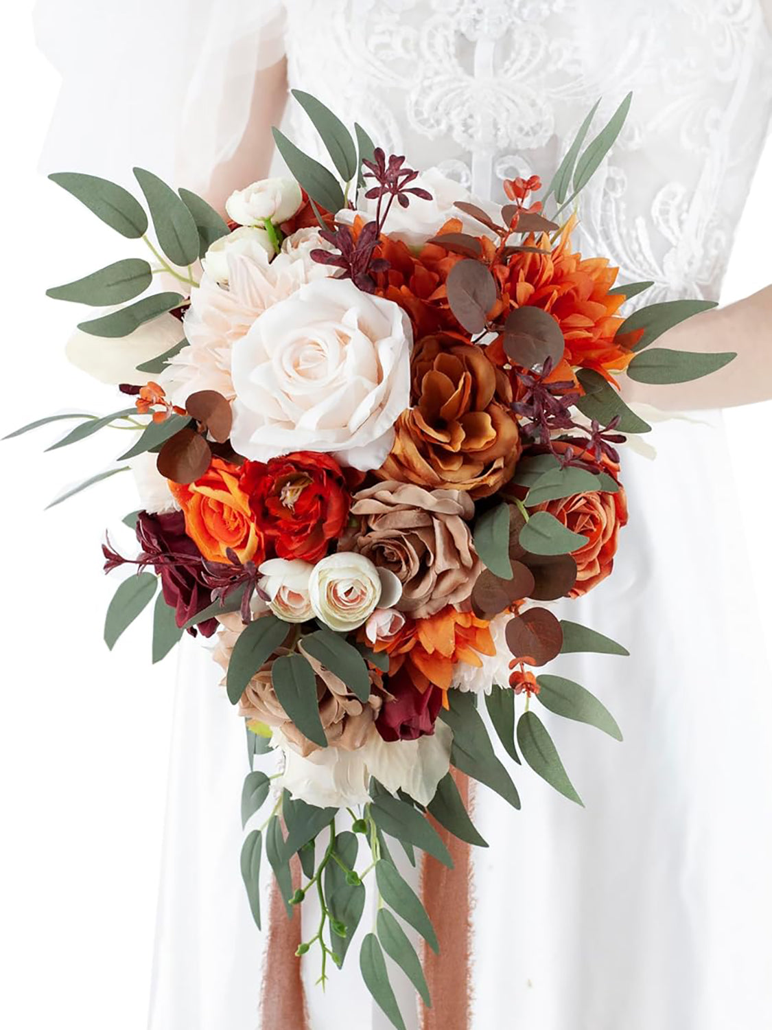 Terracotta 10 Inch Wedding Bouquets for Bride Artificial Roses
