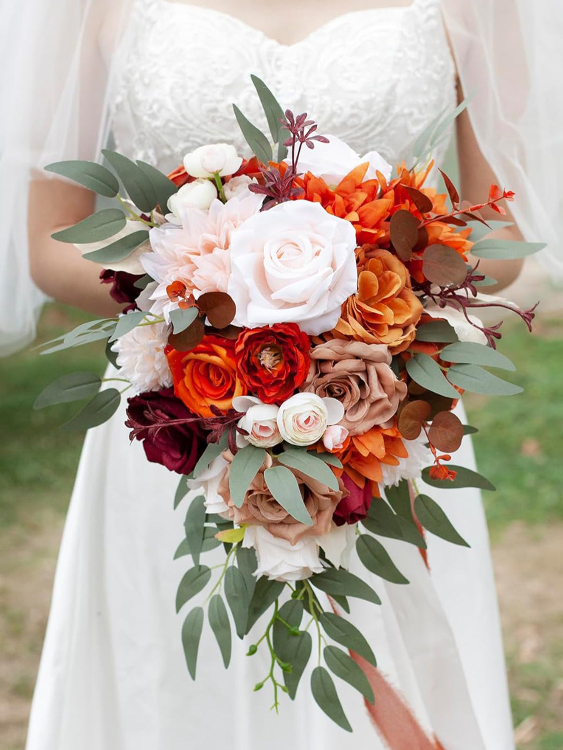 Terracotta 10 Inch Wedding Bouquets for Bride Artificial Roses