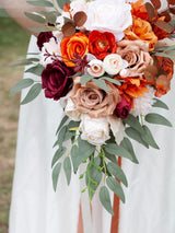 Terracotta 10 Inch Wedding Bouquets for Bride Artificial Roses