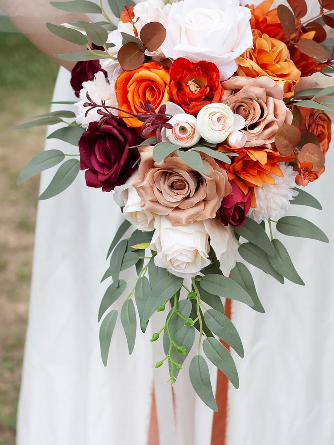 Terracotta 10 Inch Wedding Bouquets for Bride Artificial Roses