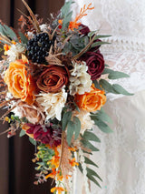 Burnt Orange 12 Inch Silk Artificial Flowers Wedding Bouquets for Bride