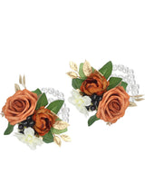 Terracotta Wedding Wrist Corsage Artificial Flower 2Pcs