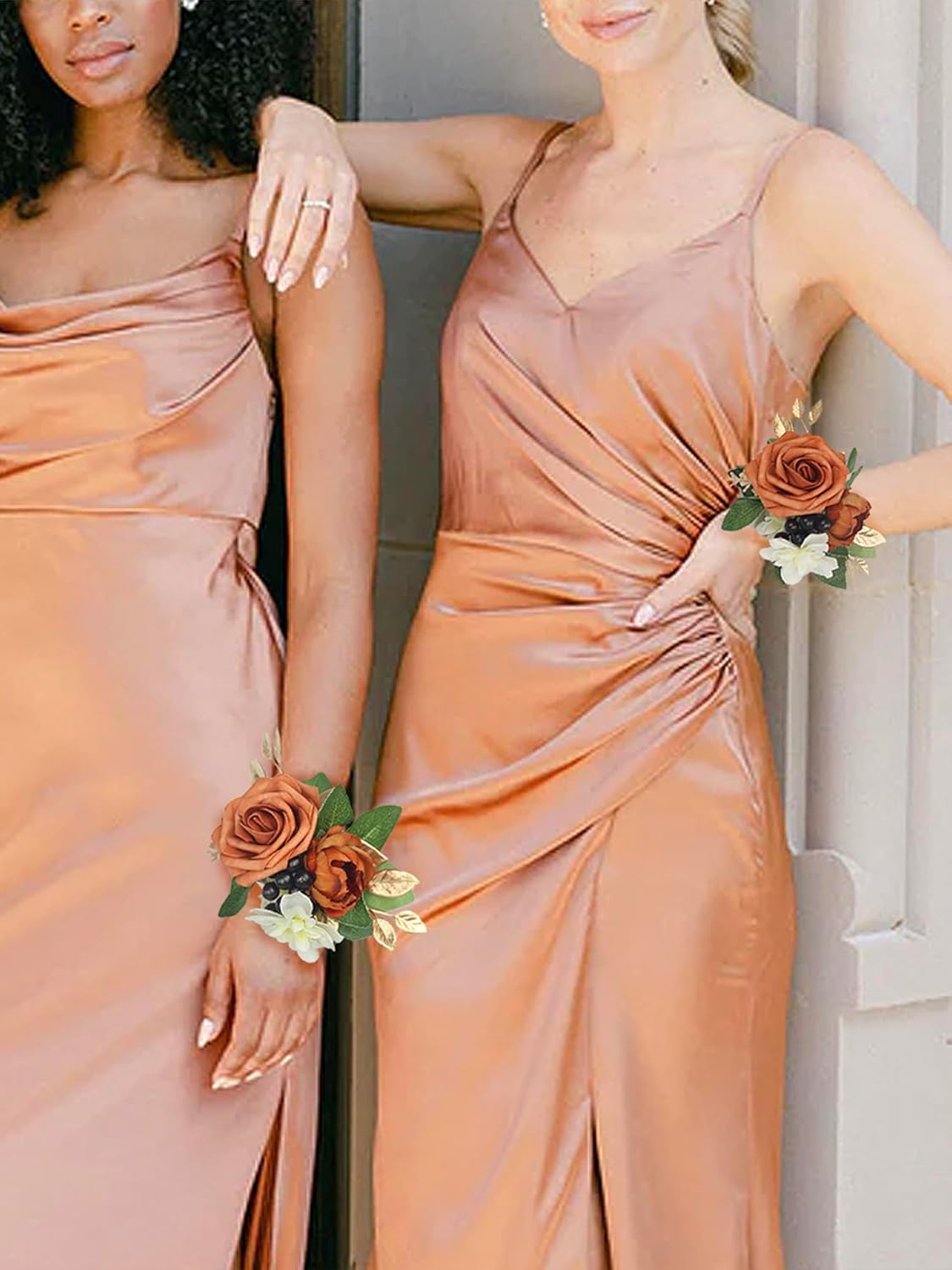 Terracotta Wedding Wrist Corsage Artificial Flower 2Pcs
