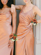 Terracotta Wedding Wrist Corsage Artificial Flower 2Pcs