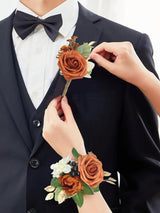 Terracotta Wedding Wrist Corsage Artificial Flower 2Pcs