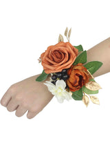 Terracotta Wedding Wrist Corsage Artificial Flower 2Pcs