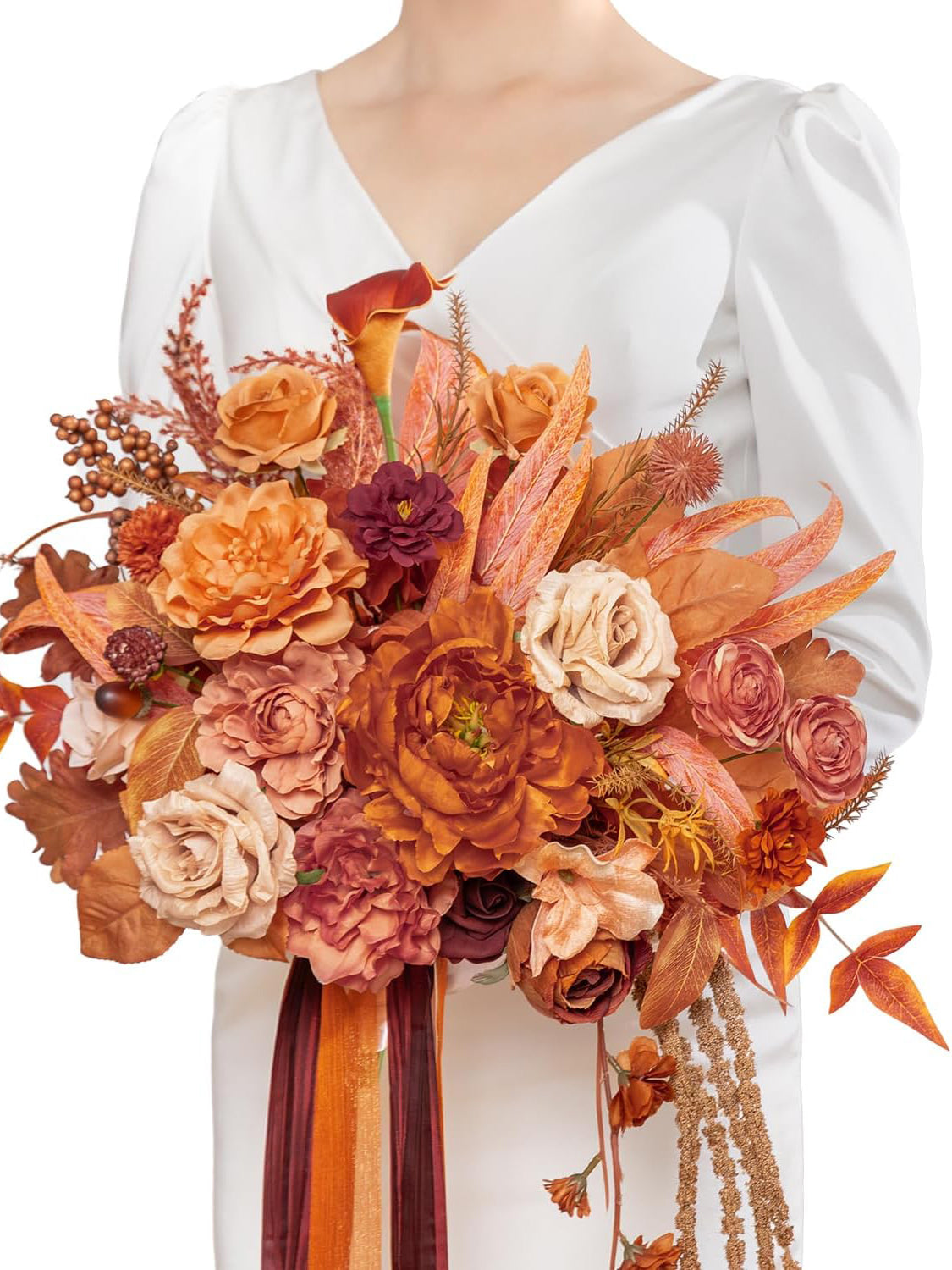 Maple Red 13 inch Wedding Bouquets for Bride