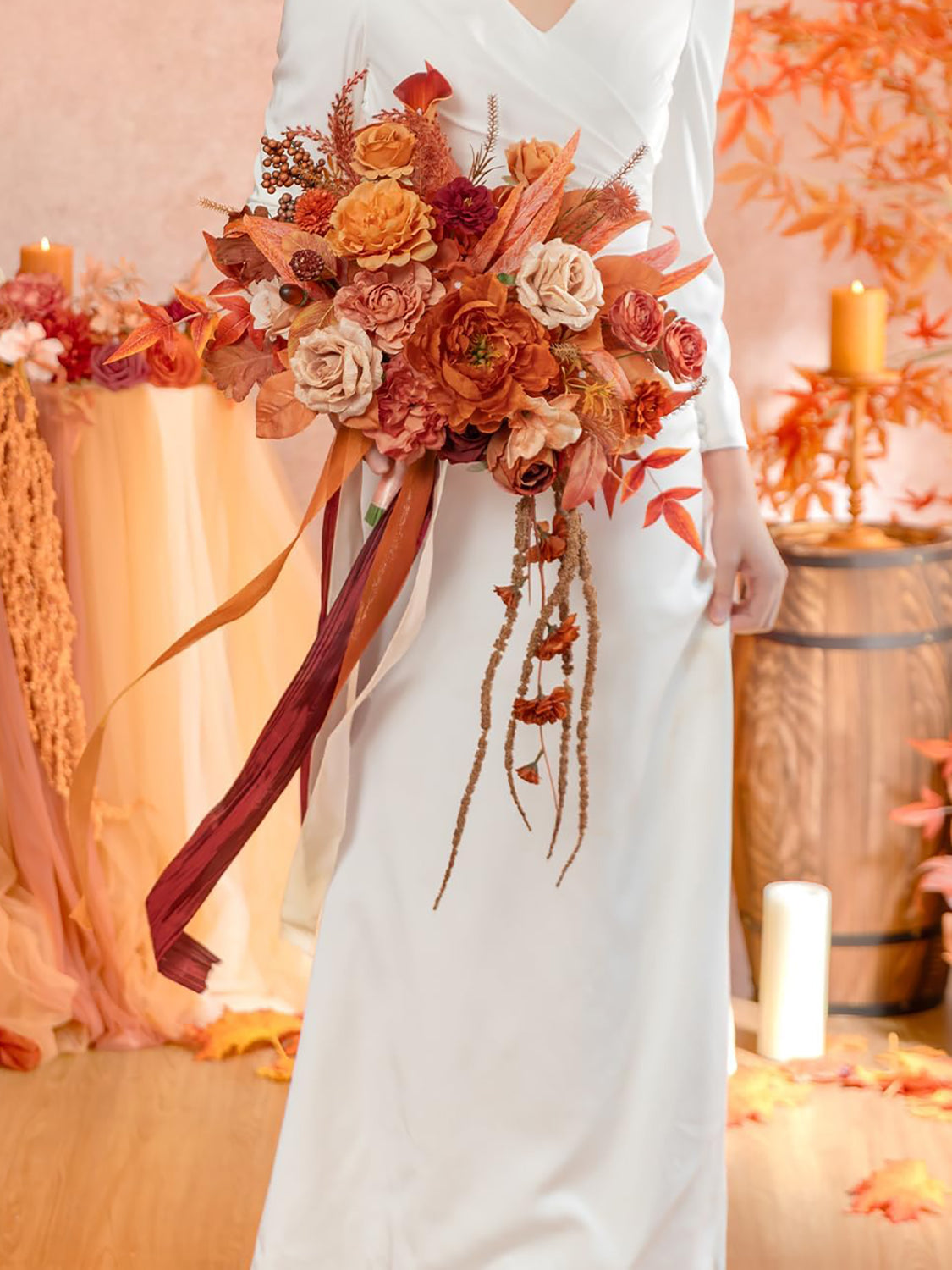 Maple Red 13 inch Wedding Bouquets for Bride