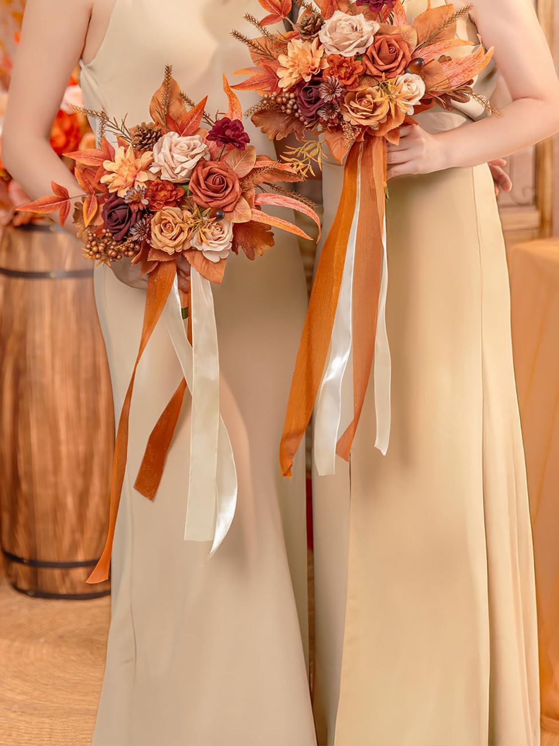 Maple Red 7 Inch Wedding Bouquets for Bridesmaid Set of 4