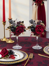 Burgundy Corsage and Boutonniere 2 Set
