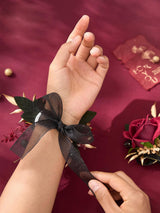 Burgundy Corsage and Boutonniere 2 Set