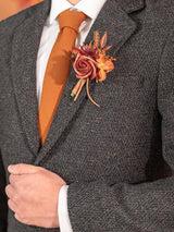 Maple Red Groom and Best Man Boutonniere for Wedding Set of 10
