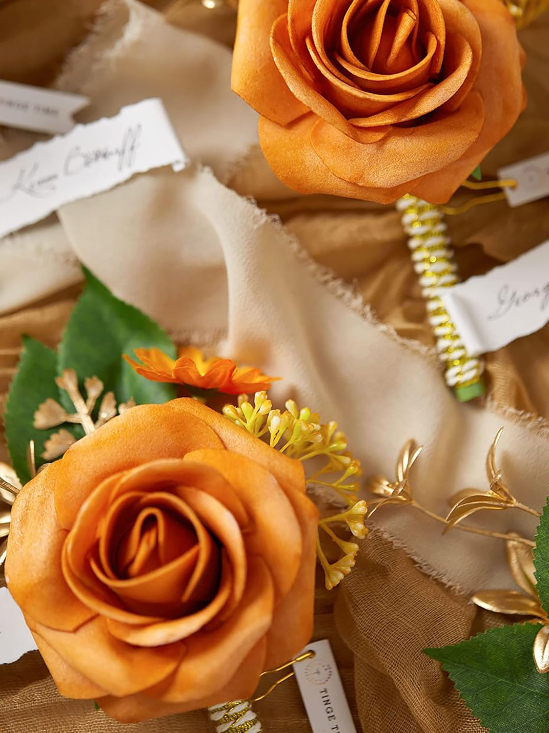 Miami Burnt Orange Groom and Best Man Boutonniere for Wedding Set of 10
