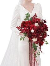 Burgundy Red 15 Inch Artificial Wedding Bouquets for Bride