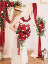 Burgundy Red 15 Inch Artificial Wedding Bouquets for Bride