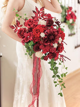 Burgundy Red 15 Inch Artificial Wedding Bouquets for Bride