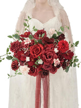 Burgundy Red 17 Inch Artificial Bridal Bouquet