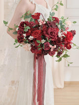 Burgundy Red 17 Inch Artificial Bridal Bouquet
