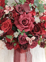 Burgundy Red 17 Inch Artificial Bridal Bouquet