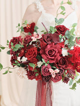 Burgundy Red 17 Inch Artificial Bridal Bouquet