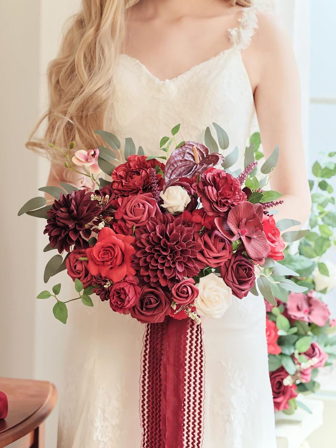 Burgundy 11 Inch Wedding Bouquets for Bride